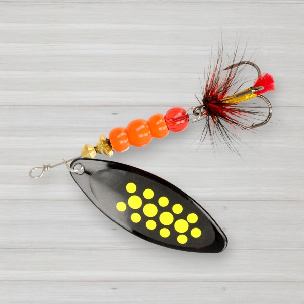 Блешня обертова ZEOX Reactive Long № 4, 13г, колір 011 Black-Yellow Dot